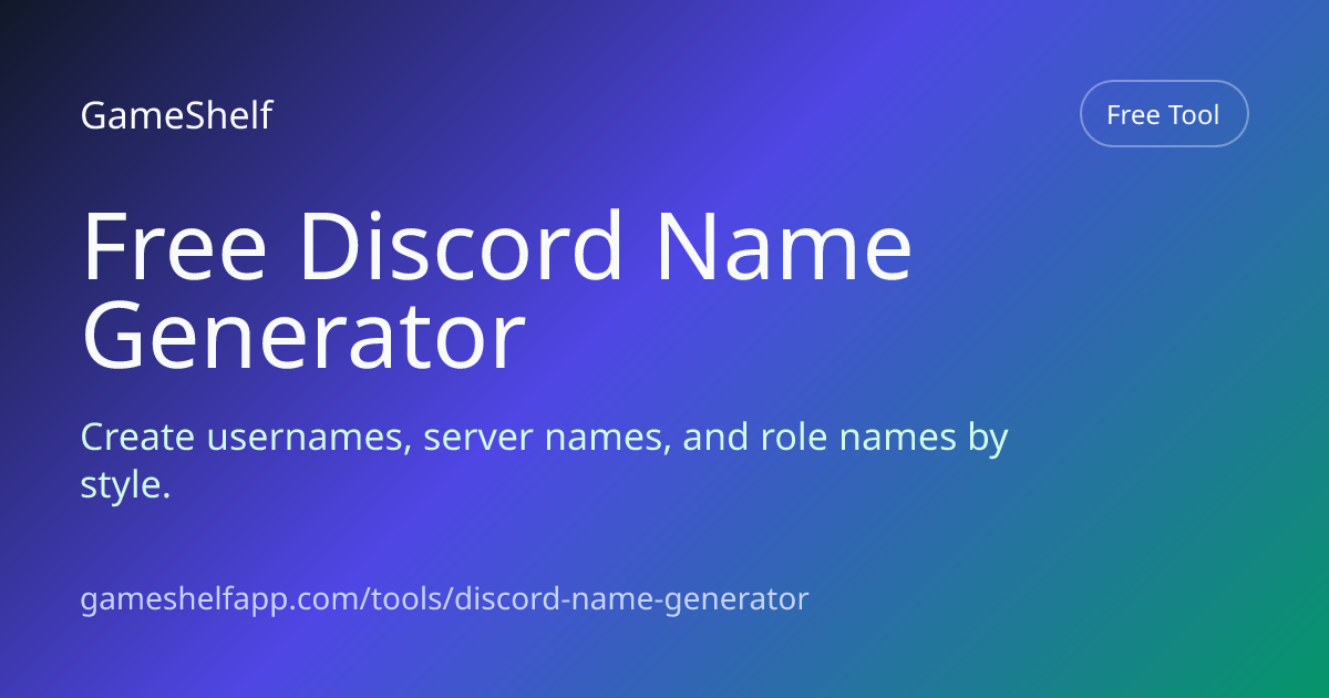 Free Discord Name Generator Online - Create Server Names | GameShelf